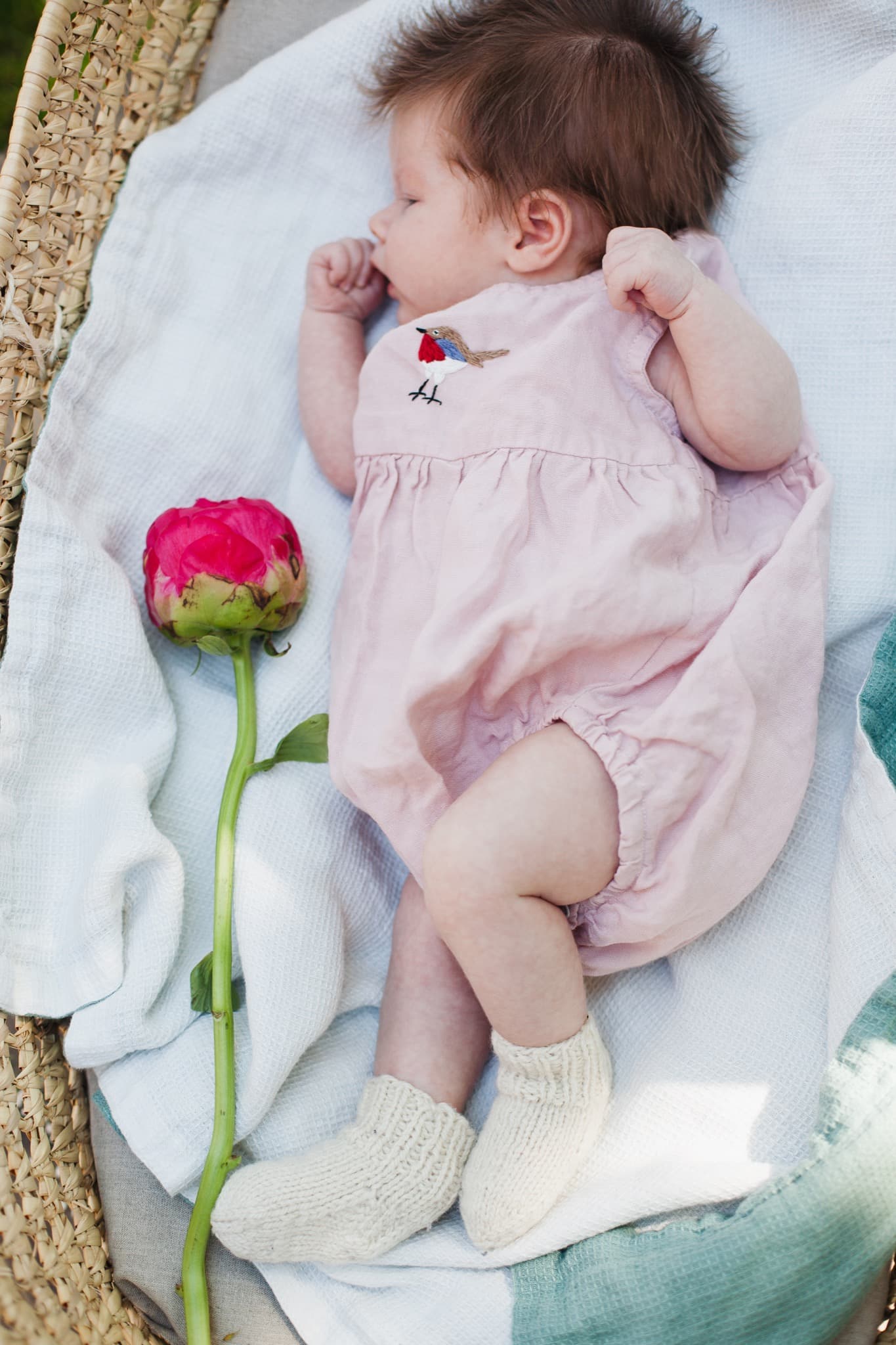 Pastel Pink Linen Romper (Peas in a Pod)