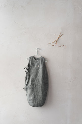Linen Baby Green Sleeping Bag (Peas in a Pod Embroidery)