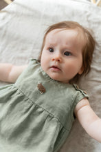 Load image into Gallery viewer, Willow Green Linen Romper (Peas in a Pod)