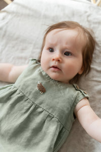 Willow Green Linen Romper (Peas in a Pod)