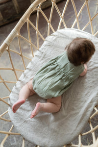 Willow Green Linen Romper (Peas in a Pod)