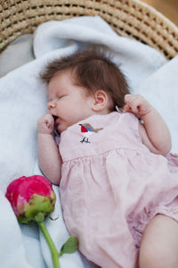 Pastel Pink Linen Romper (Peas in a Pod)