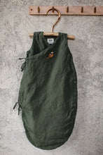 Load image into Gallery viewer, Linen Baby Green Sleeping Bag (Peas in a Pod Embroidery)