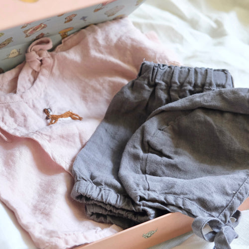 Linen Top Bloomer Bonnet Set