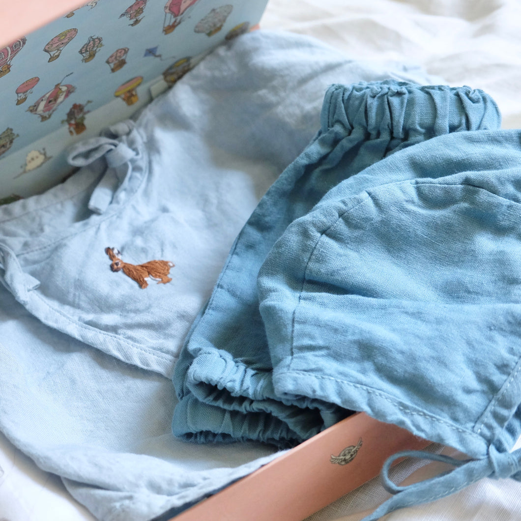 Linen Top Bloomer Bonnet Set